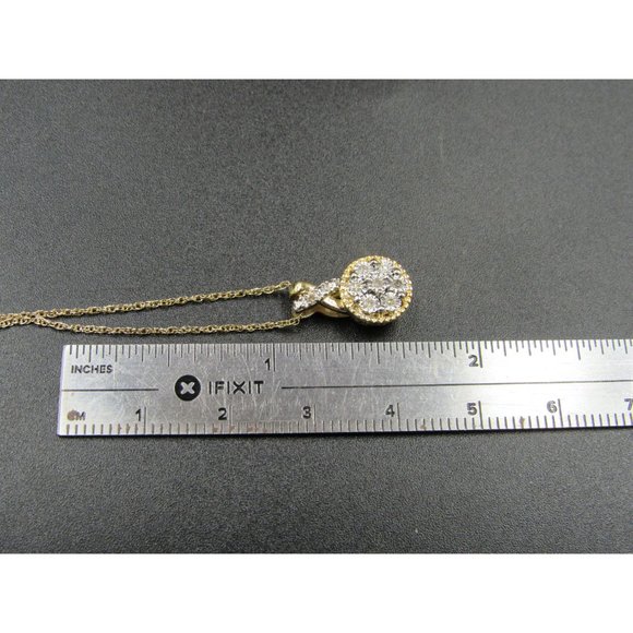 18" Sterling Silver Simple Diamond Chip Gold Plated Pendant Necklace Vintage - Picture 6 of 7